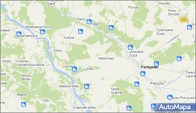 mapa Wiktorowo gmina Perlejewo, Wiktorowo gmina Perlejewo na mapie Targeo