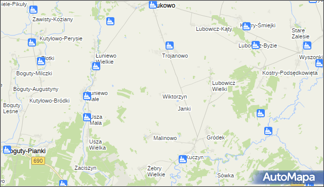 mapa Wiktorzyn gmina Klukowo, Wiktorzyn gmina Klukowo na mapie Targeo