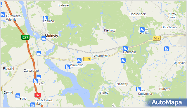 mapa Wilamówko, Wilamówko na mapie Targeo