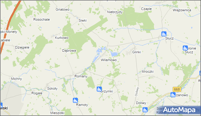 mapa Wilamowo gmina Przytuły, Wilamowo gmina Przytuły na mapie Targeo