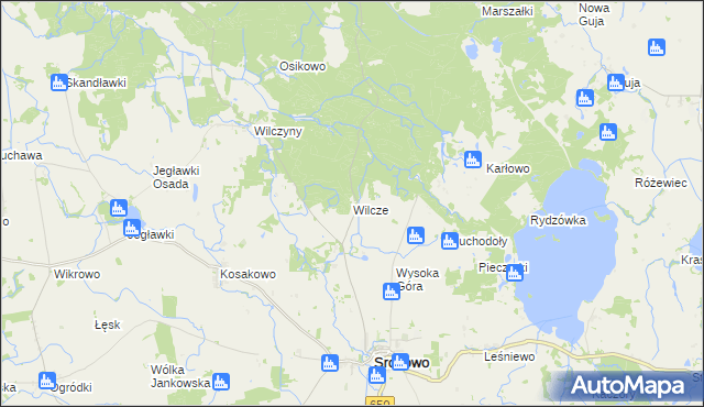 mapa Wilcze gmina Srokowo, Wilcze gmina Srokowo na mapie Targeo