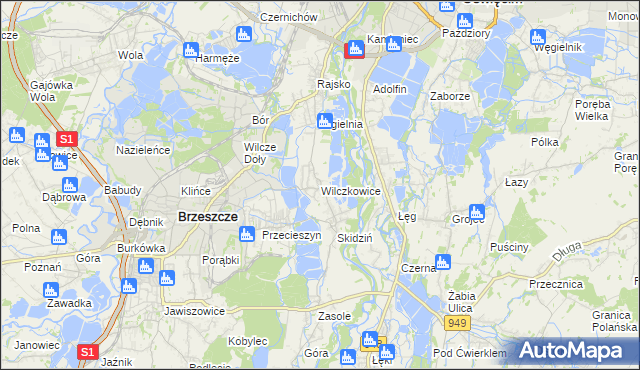 mapa Wilczkowice gmina Brzeszcze, Wilczkowice gmina Brzeszcze na mapie Targeo