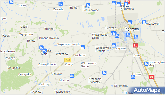 mapa Wilczkowice nad Szosą, Wilczkowice nad Szosą na mapie Targeo