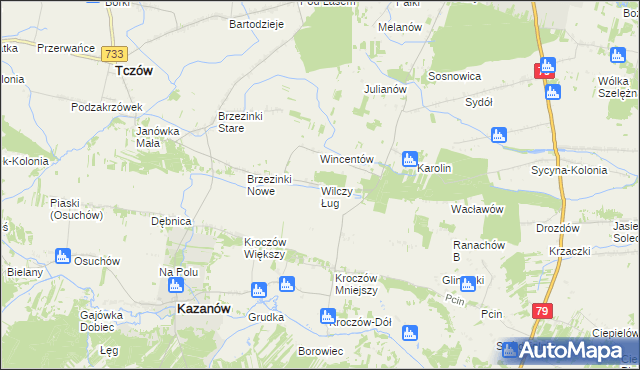 mapa Wilczy Ług, Wilczy Ług na mapie Targeo