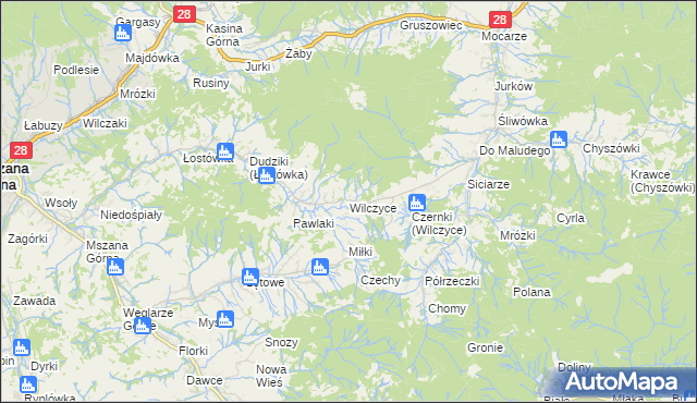 mapa Wilczyce gmina Dobra, Wilczyce gmina Dobra na mapie Targeo