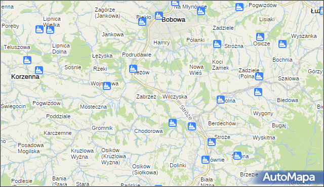 mapa Wilczyska gmina Bobowa, Wilczyska gmina Bobowa na mapie Targeo