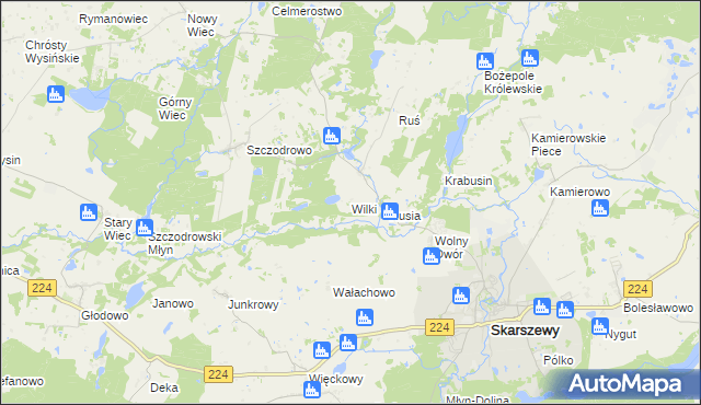 mapa Wilki gmina Skarszewy, Wilki gmina Skarszewy na mapie Targeo
