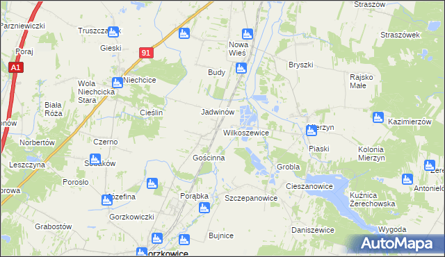 mapa Wilkoszewice, Wilkoszewice na mapie Targeo