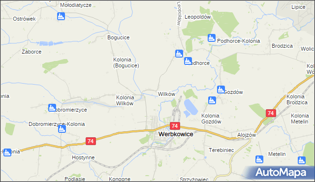 mapa Wilków gmina Werbkowice, Wilków gmina Werbkowice na mapie Targeo