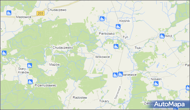 mapa Wilkowice gmina Postomino, Wilkowice gmina Postomino na mapie Targeo