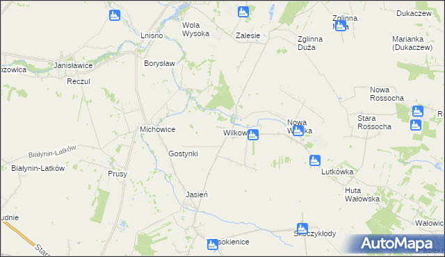 mapa Wilkowice gmina Rawa Mazowiecka, Wilkowice gmina Rawa Mazowiecka na mapie Targeo