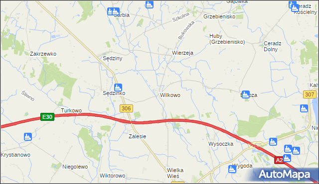 mapa Wilkowo gmina Duszniki, Wilkowo gmina Duszniki na mapie Targeo