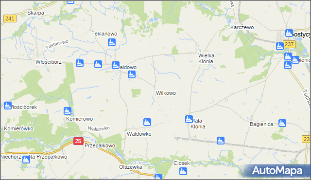 mapa Wilkowo gmina Sępólno Krajeńskie, Wilkowo gmina Sępólno Krajeńskie na mapie Targeo