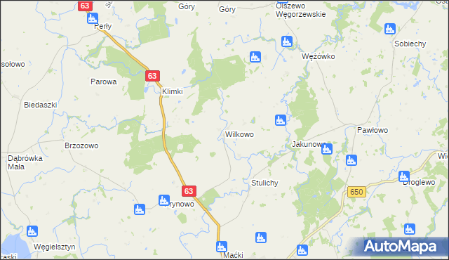 mapa Wilkowo gmina Węgorzewo, Wilkowo gmina Węgorzewo na mapie Targeo