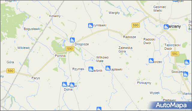 mapa Wilkowo Małe, Wilkowo Małe na mapie Targeo