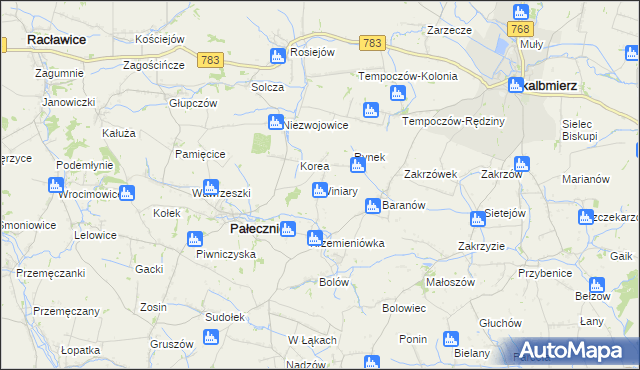 mapa Winiary gmina Pałecznica, Winiary gmina Pałecznica na mapie Targeo