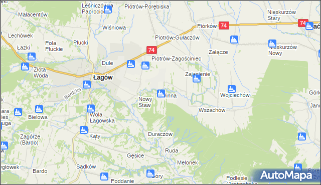 mapa Winna gmina Łagów, Winna gmina Łagów na mapie Targeo