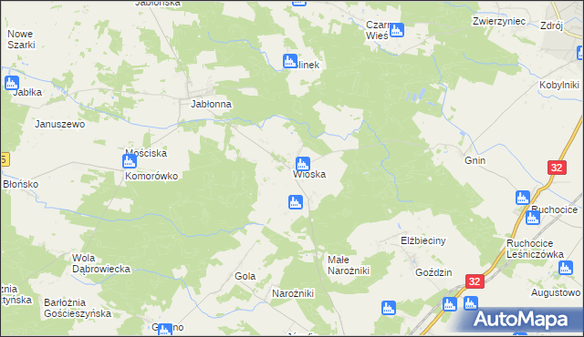 mapa Wioska gmina Rakoniewice, Wioska gmina Rakoniewice na mapie Targeo