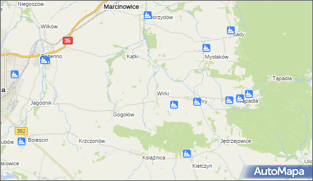 mapa Wirki, Wirki na mapie Targeo