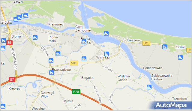 mapa Wiślinka, Wiślinka na mapie Targeo