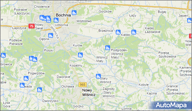 mapa Wiśnicz Mały, Wiśnicz Mały na mapie Targeo