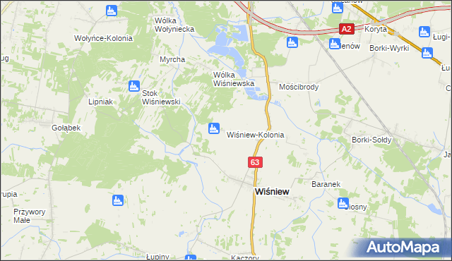 mapa Wiśniew-Kolonia, Wiśniew-Kolonia na mapie Targeo