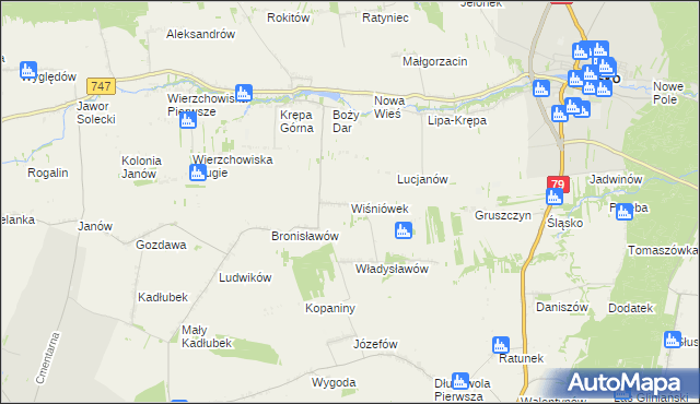 mapa Wiśniówek gmina Lipsko, Wiśniówek gmina Lipsko na mapie Targeo
