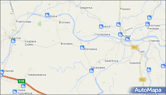 mapa Wiśniówka gmina Stegna, Wiśniówka gmina Stegna na mapie Targeo