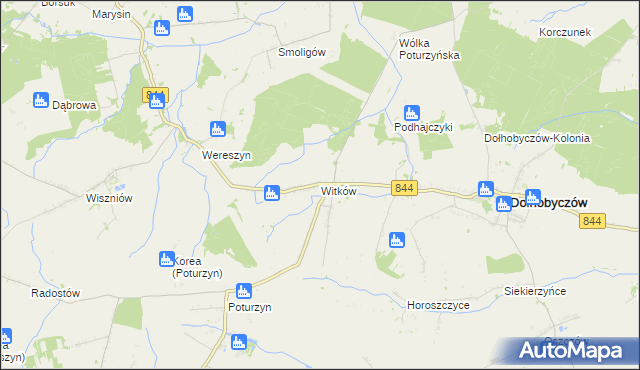 mapa Witków gmina Dołhobyczów, Witków gmina Dołhobyczów na mapie Targeo