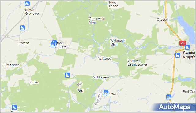 mapa Witkowo gmina Kamień Krajeński, Witkowo gmina Kamień Krajeński na mapie Targeo