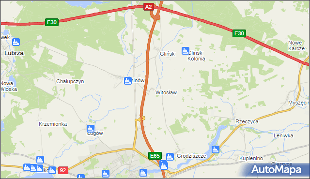 mapa Witosław gmina Świebodzin, Witosław gmina Świebodzin na mapie Targeo