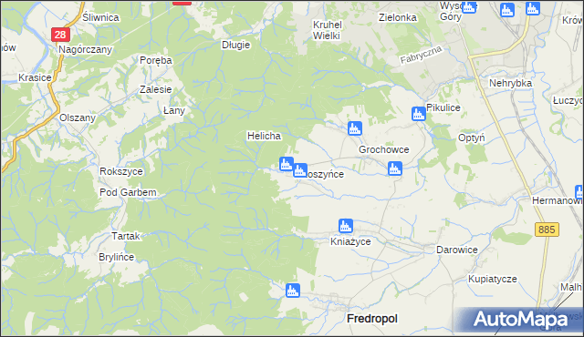mapa Witoszyńce, Witoszyńce na mapie Targeo