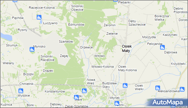 mapa Witowo gmina Osiek Mały, Witowo gmina Osiek Mały na mapie Targeo