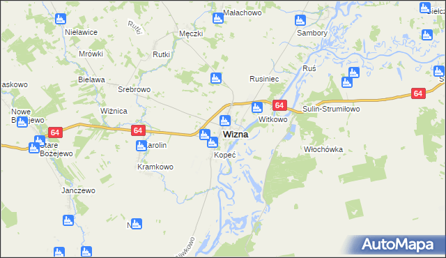 mapa Wizna, Wizna na mapie Targeo