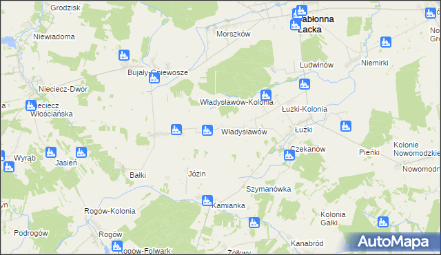 mapa Władysławów gmina Jabłonna Lacka, Władysławów gmina Jabłonna Lacka na mapie Targeo