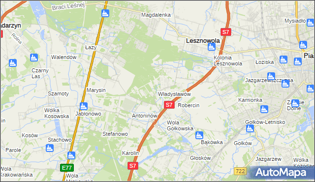 mapa Władysławów gmina Lesznowola, Władysławów gmina Lesznowola na mapie Targeo