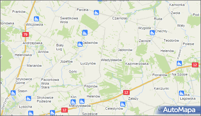 mapa Władysławów gmina Policzna, Władysławów gmina Policzna na mapie Targeo