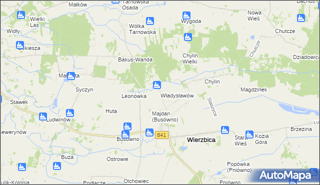 mapa Władysławów gmina Wierzbica, Władysławów gmina Wierzbica na mapie Targeo
