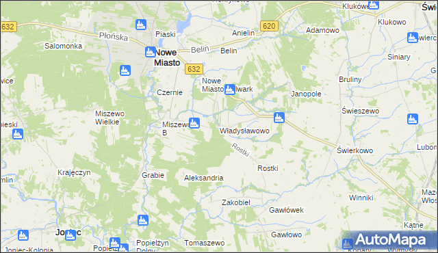 mapa Władysławowo gmina Nowe Miasto, Władysławowo gmina Nowe Miasto na mapie Targeo