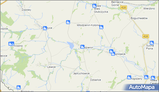mapa Włodzienin, Włodzienin na mapie Targeo
