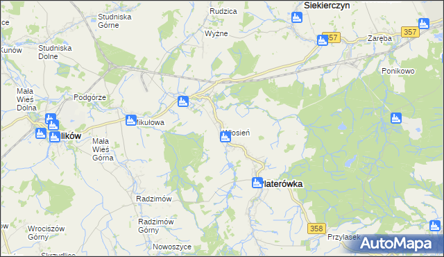 mapa Włosień, Włosień na mapie Targeo