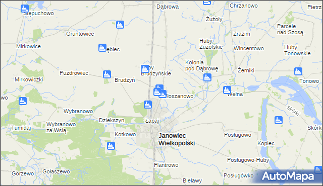 mapa Włoszanowo, Włoszanowo na mapie Targeo