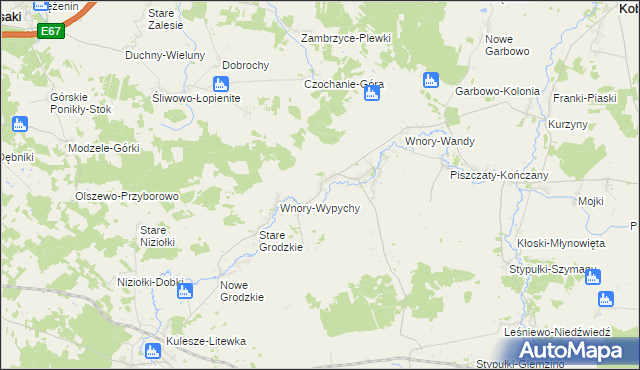 mapa Wnory-Kużele, Wnory-Kużele na mapie Targeo