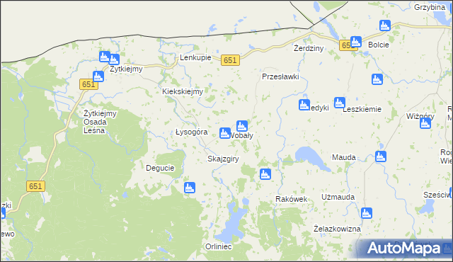 mapa Wobały, Wobały na mapie Targeo