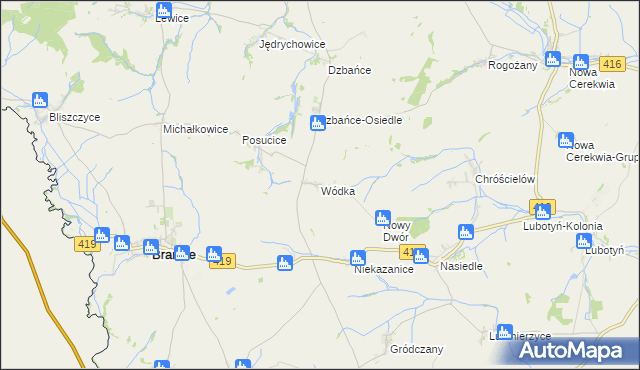 mapa Wódka gmina Branice, Wódka gmina Branice na mapie Targeo