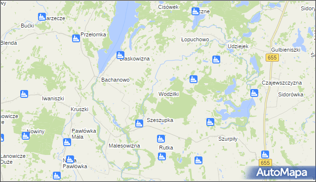 mapa Wodziłki, Wodziłki na mapie Targeo