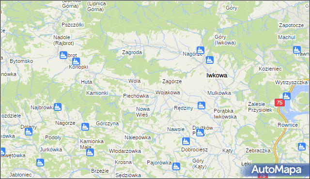 mapa Wojakowa, Wojakowa na mapie Targeo