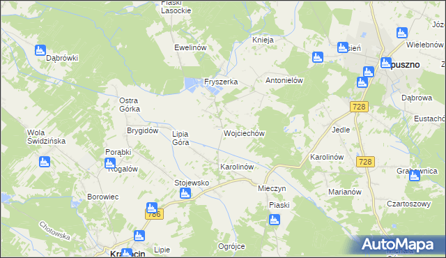 mapa Wojciechów gmina Krasocin, Wojciechów gmina Krasocin na mapie Targeo