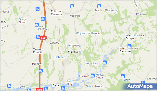 mapa Wojciechów gmina Szastarka, Wojciechów gmina Szastarka na mapie Targeo