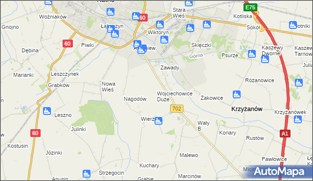 mapa Wojciechowice Duże, Wojciechowice Duże na mapie Targeo